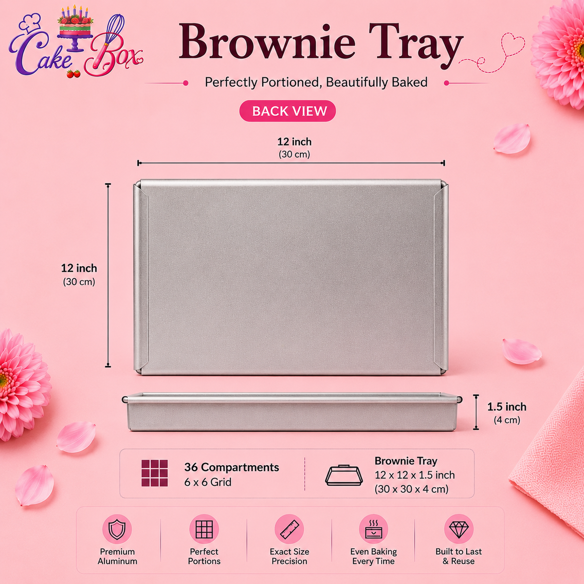 Brownie Tray with Divider 12 inch (36 Cavity)