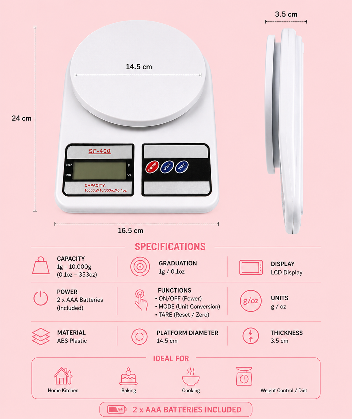 Digital Kitchen Weighing Scale – Accurate Baking & Cooking Scale