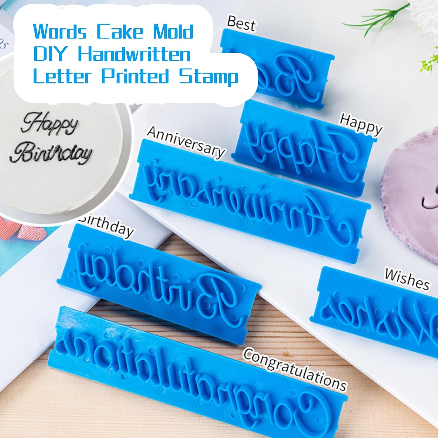 Cake word Stamps 6 Pcs