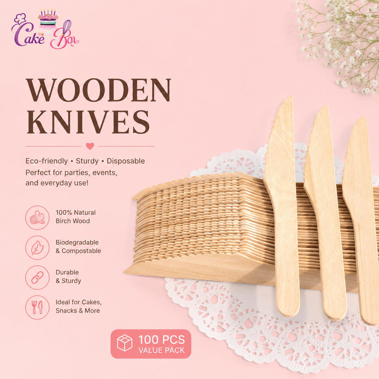Wooden Cake cutting knives