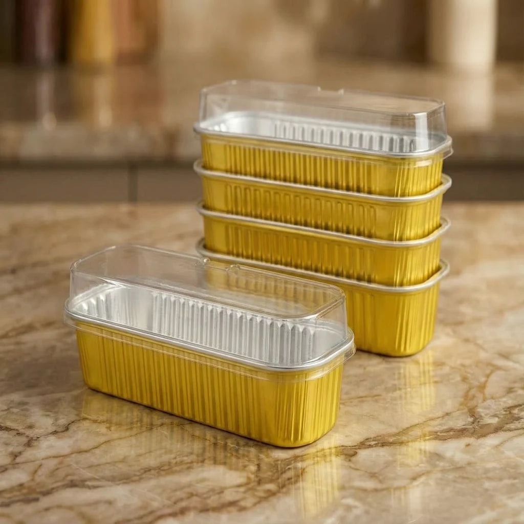 Foil Container Oval With Lid GOLD(PACK OF 10)